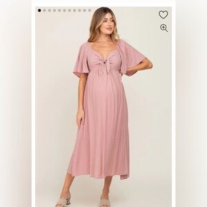 Pinkblush Ott Dusty Rose Midi Dress with Tie Front baby shower girl pink dress